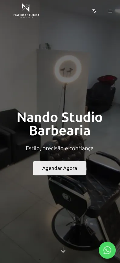 Mockup Mobile de Barbearia Nando Studio