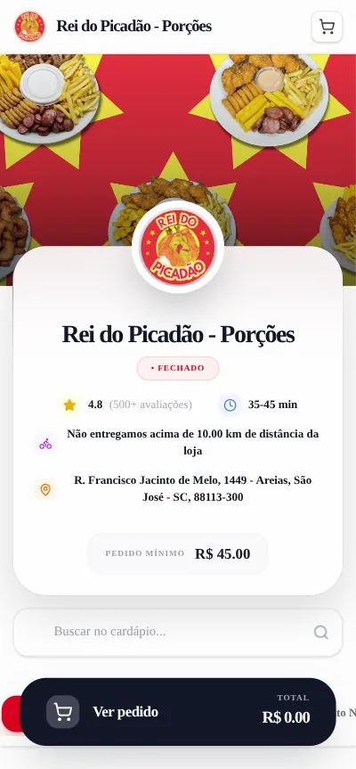 Mockup Mobile de Rei do Picadão